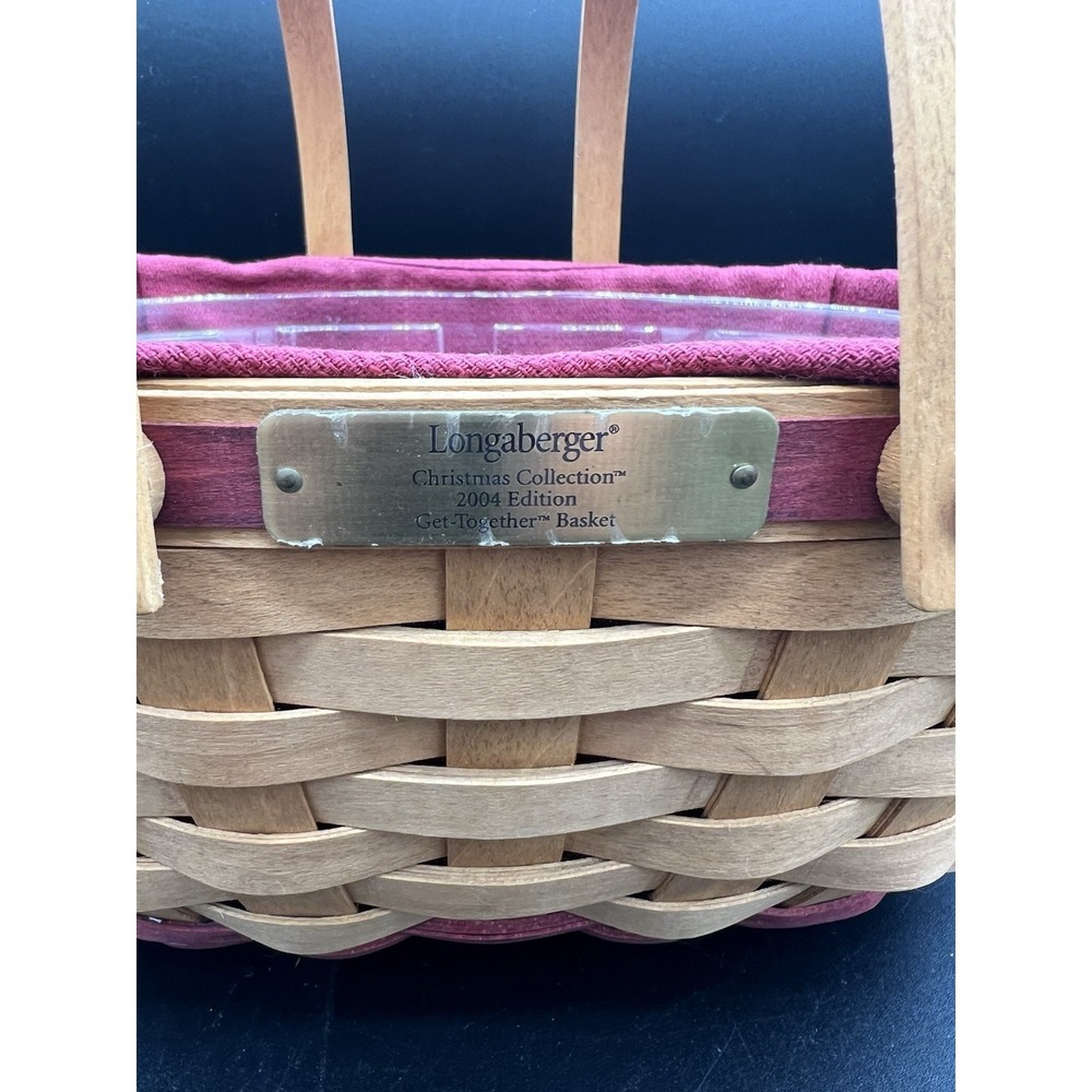 🎄Longaberger Christmas 2004 Get Together Basket Red W/Liner & Protector - Picture 2 of 7